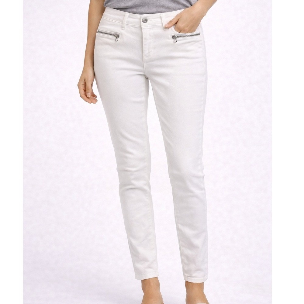 Gap 1969 True Skinny White Jeans Women's Size 27R‎ Zipper Detail